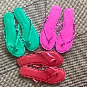 J. Crew 3 Pairs Vibrant Sandals in Pink, Green, and Red